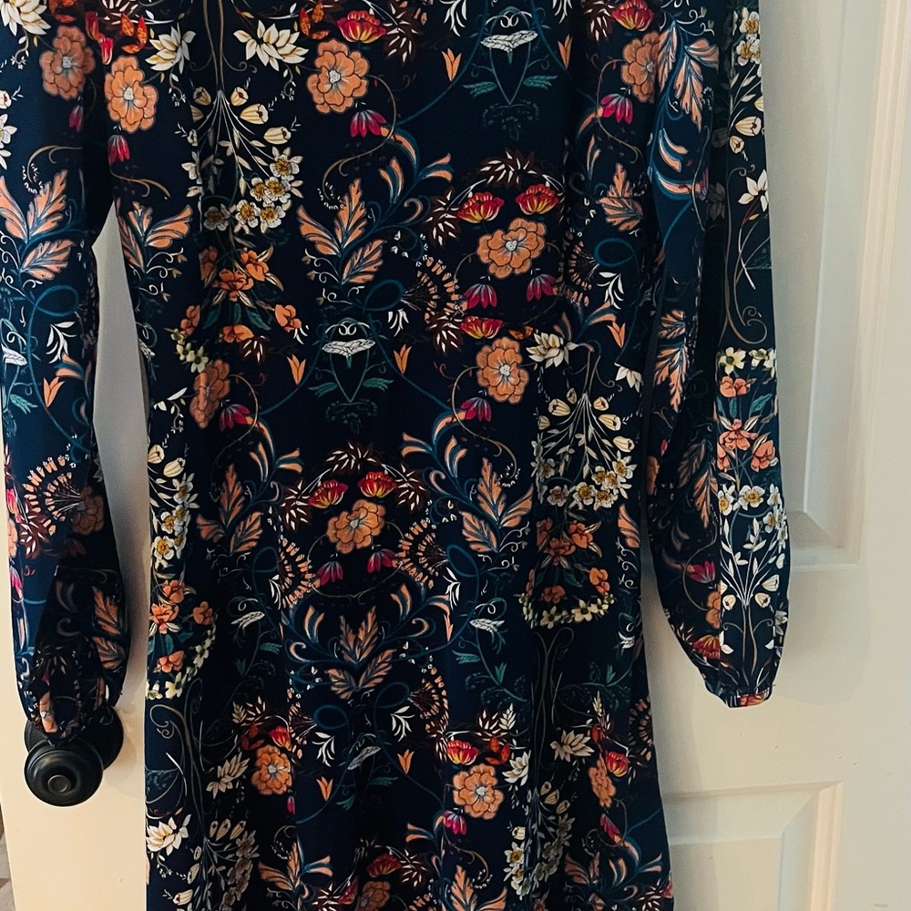 Madeline Navy Floral Dress with Long Sleeves